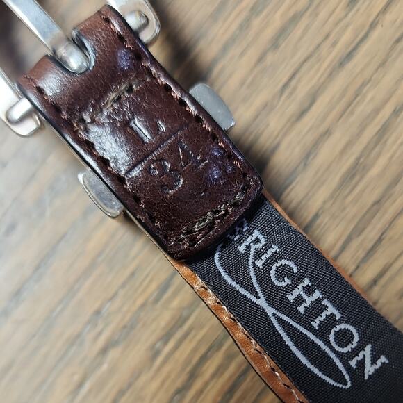 Vintage Brighton Brown and Tan Leather Belt with Silver Buckle main image 4